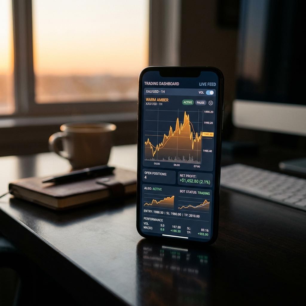 Tableau de bord de trading Vermeil Rentivo affiché sur mobile